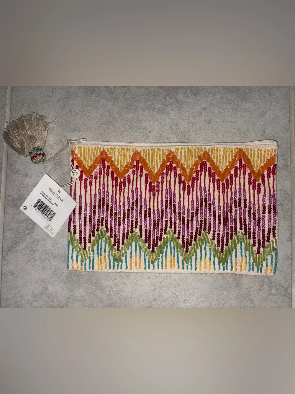 NWT Shiraleah Beaded Colorful Zip Pouch